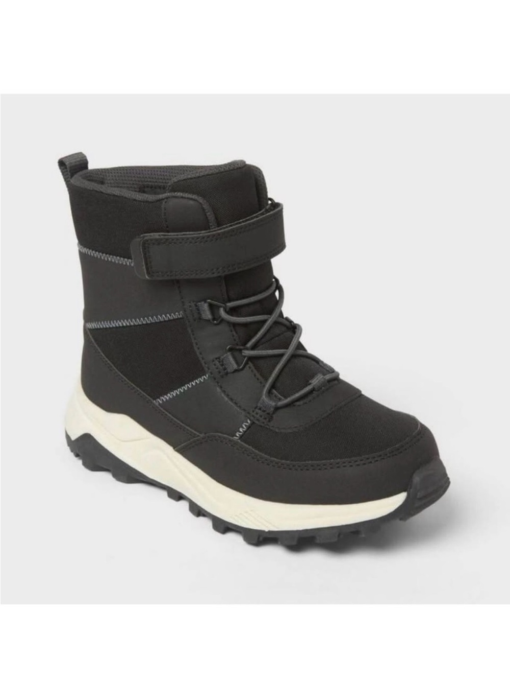 Cat & Jack Black Kids Winter Boots with White Sole